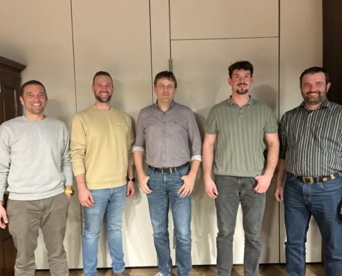 v.l. Jonas Boog (Rücktritt Vorstand), Samuel Boog (Neu im Vorstand), David Odermatt (Geschäftsführer), Jonas Müller (designierter Geschäftsführer), Felix Hegner (Präsident)