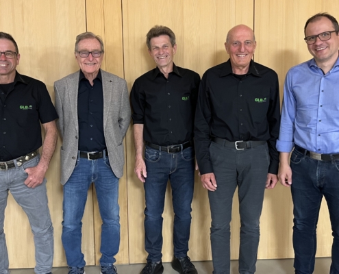 v.l. Beat Lenherr (Ressort Maschinen), Peter Meister (Vize-Präsident), Rolf Zindel (Präsident), Markus Hardegger (abtretender Aktuar), Remo Mairhofer (neuer Verwaltungsrat)